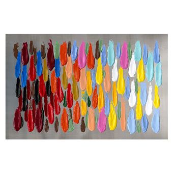 Cuadro abstracto pinceladas de colores. Óleo sobre lienzo en plata (200 x 130 cm) - 50301011444574