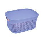 Cesta Mediana Rectangular con Tapa Azul 6,6 Litros 7house