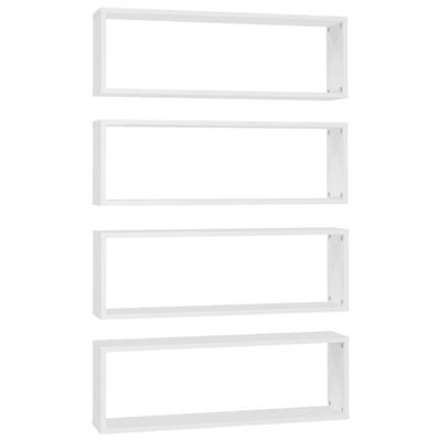 Vidaxl Blanco Estantes Cubos De Pared 4 Uds Aglomerado 80X15x26,5Cm