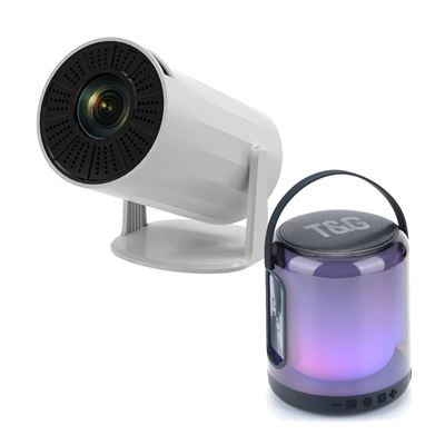 Klack Mini Proyector Portátil 4k Y Altavoz Tg-376 Con Android Integrado Wifi 6 Bluetooth 5 Pantalla De 130 Pulgadas ¡auténtico Cine En Casa!
