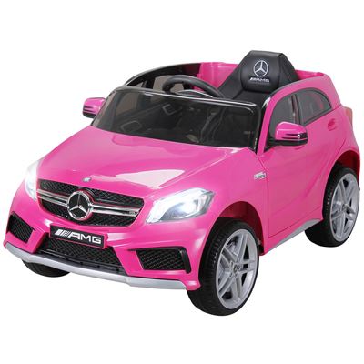 Coche eléctrico para niños Mercedes AMG A45 licencia 2 x motor de 45 vatios rosado