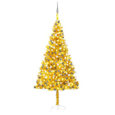 Árbol de Navidad vidaXL artificial con LED y bolas dorado PET 240 cm