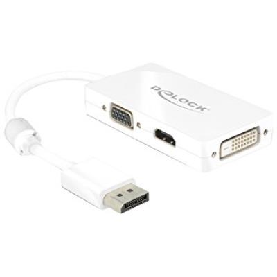 Delock Blanco 0.16M Displayport/Vga+Hdmi+Dvi-D 0.16M Displayport Vga + Hdmi + Dvi Color Adaptador De Cable De Vídeo