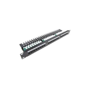 Patch Panel de 24 Rj45 Cat.5e utp 1u Negro con Peine