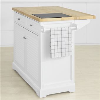  Carrito de cocina para muebles en blanco con cajones de MDF de  madera maciza de goma : Hogar y Cocina