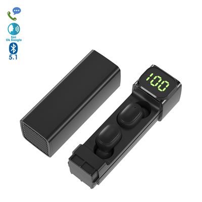 Dam Negro Auriculares Tws Bluetooth 5.0 Bqc-01 Base Con Indicador De Carga