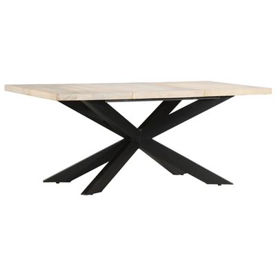 Vidaxl Mesa De Comedor Madera Maciza De Mango Blanqueada 180X90x76 Cm