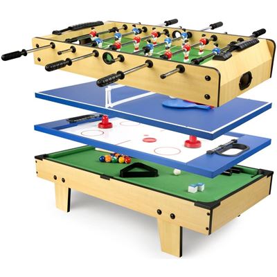 Mesa multijuegos 4 en 1: billar, futbolín, pimpón, hockey