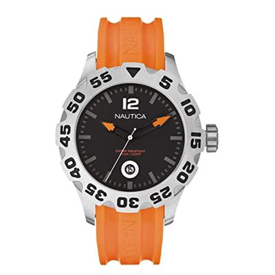 Stainless Steel Reloj Nautica Naranja Caucho Correa Reloj Marca