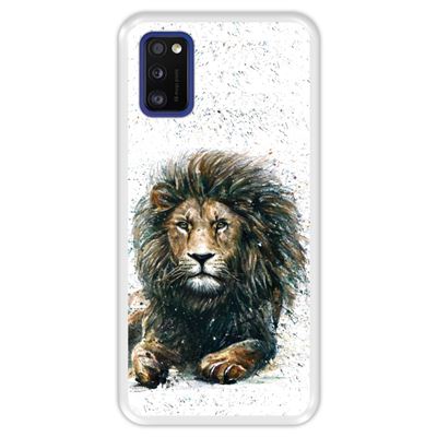 Funda Hapdey Transparente para Samsung Galaxy A41 diseño El león, rey de la selva silicona flexible TPU