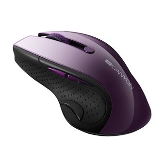 Raton inalambrico Canyon 2.4Ghz 1600 DPI LED Azul 6 botones Purpura brillante CNS-CMSW01P