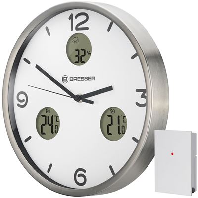 Reloj climático MyTime io NX con temperatura y humedad 30cm BRESSER - blanco