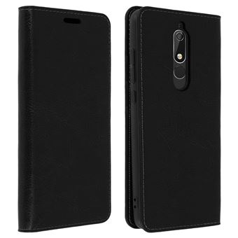 Funda Nokia 5.1 de cuero billetera Función soporte - Negra - 1