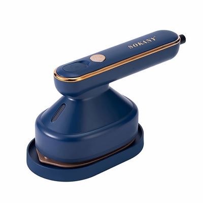 Mini Plancha Eléctrica Portátil Sokany Con Sistema De Vapor Depósito De 120ml Azul Marino