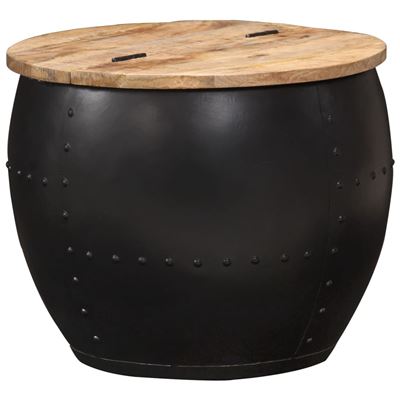 Vidaxl Mesa De Centro Redonda De Madera Maciza De Mango 53X43 Cm