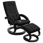 Sillón masaje reclinable y reposapiés tela tacto de ante negro