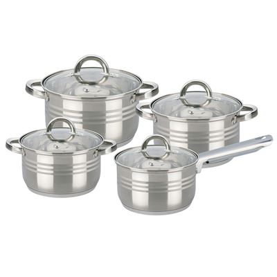 Set De Ollas Klack 8 Piezas Acero Inoxidable Con Tapas | Apto Inducción Y Lavavajillas