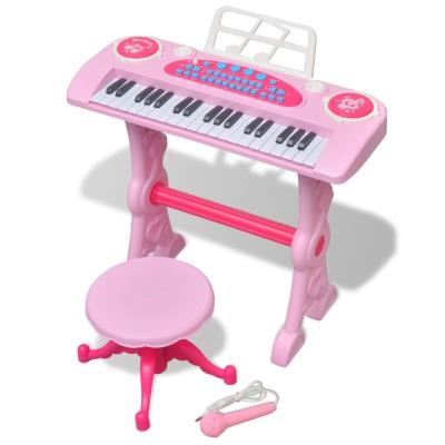 Piano de juguete 37 teclas con taburete/micrófono para niños (Rosa) VidaXL