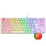 Teclado Mecánico FRGB Mars Gaming MK80 Blanco Switch Mecánico Marrón, Idioma Portugués