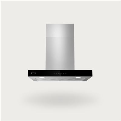 EVVO Campana Extractora Decorativa CE31, Ancho 60 cm, Potencia 650 m³/h, 3 Velocidades, Modo Boost, Táctil ,Temporizador