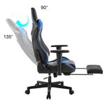 Silla Gamer Langria DJ030  de Cuero con Respaldo Alto Azúl / Negro)
