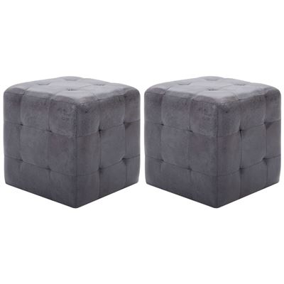 Vidaxl Gris Mesitas De Noche 2 Uds Piel De Ante Artificial 30X30x30cm