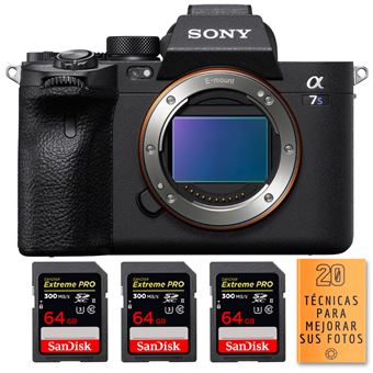 Cámara híbrida digital Sony A7S III Cuerpo + 3 SanDisk 64GB Extreme PRO UHS-II SDXC 300 MB/s + PDF 20 técnicas para mejorar sus fotos - 1