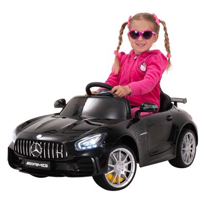 Coche eléctrico para niños Mercedes AMG GT-R licencia de 50 vatios asiento de cuero neumáticos EVA negro