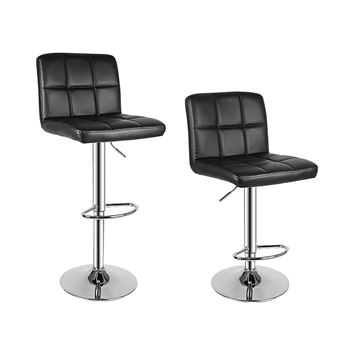 Juego de 2 taburetes de bar Biggzia Cuero PU Altura regulable 85-115cm  Gris, Sillones, Los mejores precios