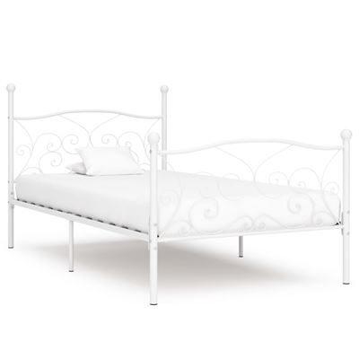 Vidaxl Blanco Estructura De Cama Con Somier Metal 90X200cm