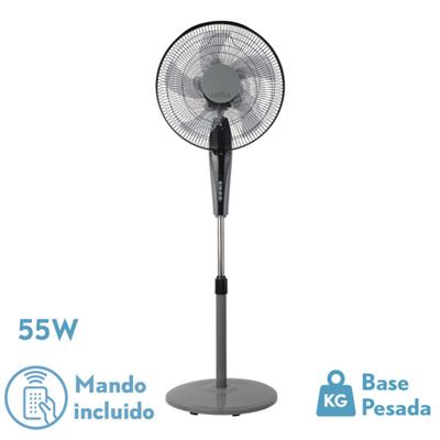 Ventilador De Pie Fabrilamp Borlon Negro/gris 55w 3 Velocidades Oscilante