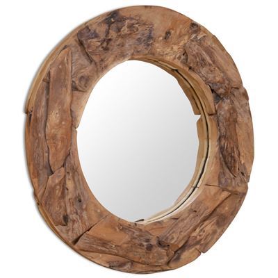 Vidaxl Espejo Decorativo De Teca 80 Cm Redondo - Imagen 2