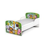 Leomark Cama Infantil completa de madera jirafa elefante marco somier blanco muebles para niños moder con 14070 cm. motivo animales la