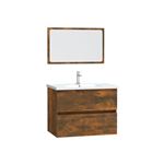 Set de muebles baño 2 pzas vidaXL madera contrachapada roble ahumado