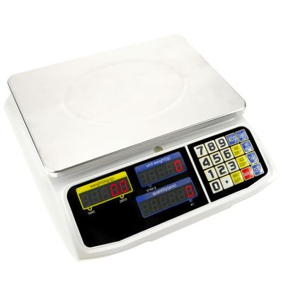 Balanza mostrador de sobremesa PrimeMatik, con bandeja de 300x205 mm Báscula de tienda de 15 Kg