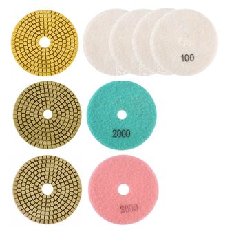 Juego de almohadillas de diamante de 100 mm para pulir con agua, máquina de pulir con agua, grano 100 / 2000 / 3000 Varan Motors NEWTG-KIT