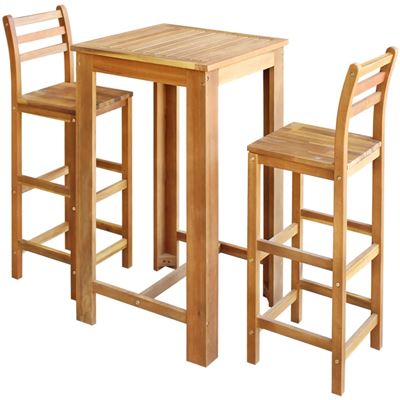 Set mesa de bar y sillas 3 piezas vidaXL madera de acacia maciza marrón