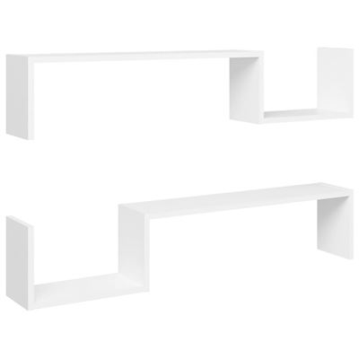 Vidaxl Blanco Estantes De Pared 2 Unidades Aglomerado 100X15x20 Cm