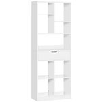 Estantería con 1 cajón 9 compartimientos Homcom 60x26x158 cm blanco