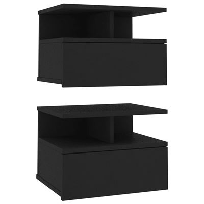 Vidaxl Negro Mesitas De Noche Flotantes 2 Uds Aglomerado Cm