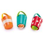 Hape Juego De cubos alegres juguetes para el baño tres ruedas niños y pequeños multicolor madera 3 e0205