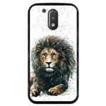 Funda Hapdey para Motorola Moto G4 Plus, Diseño El león - rey de la selva, Silicona flexible, TPU