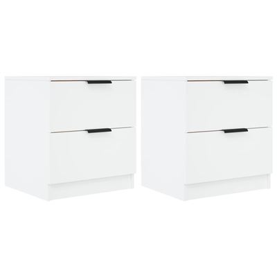 Vidaxl Blanco Pack 2 Uds Mesitas De Noche Madera Contrachapada
