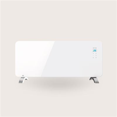 Radiador Eléctrico Evvo C1000 Cristal, Wifi, 1000w, Pantalla Táctil, Mando A Distancia Blanco