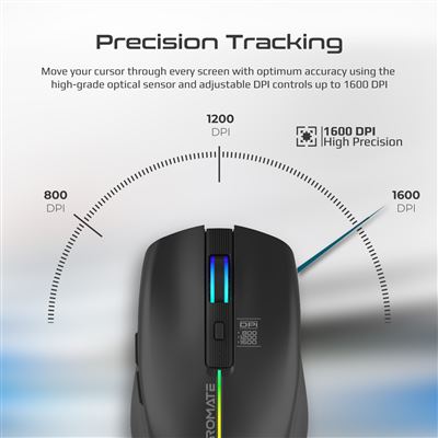 Ratón inalámbrico RGB - 2.4GHz / 1600DPI / Óptico / Ergonómico