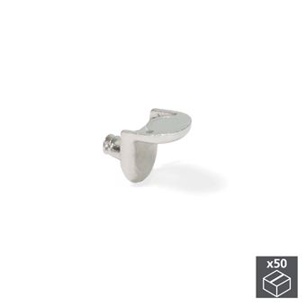 Emuca Portaestantes escuadra, con perno estriado, D. 5 mm, Zamak, Niquelado, 50 ud.