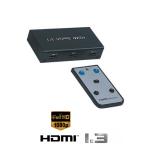 HDMI Switch 4x1 con Control Remoto y Adaptador de Corriente