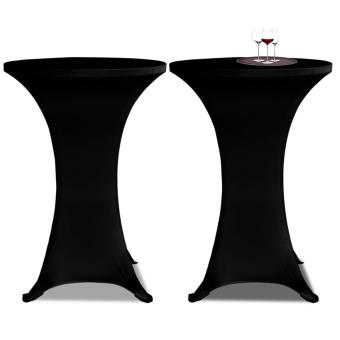 Conjunto de 2 Manteles negros ajustados para mesa de pie - 80 cm diámetro