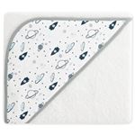 Capa de baño algodón para bebe Pekebaby (100x100 cm) Space Adventure Blanco algodón
