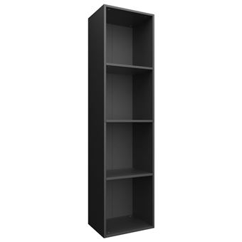 Estantería de libros/mueble TV aglomerado negro 36x30x143 cm - 1